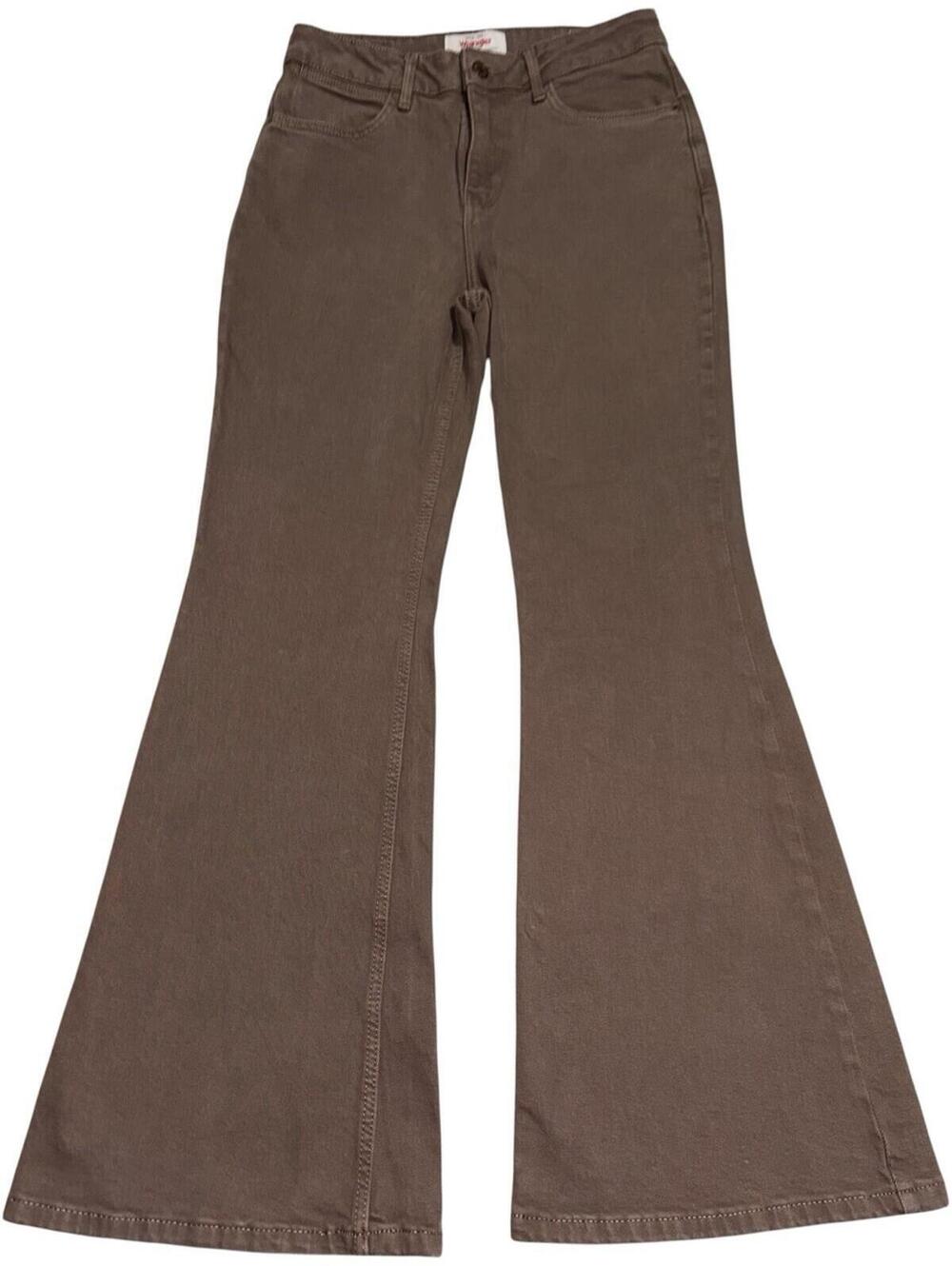 Size 4 27x30 Wrangler High Rise Fierce Flare Bootcut Jeans Pants Brown Tan Beige